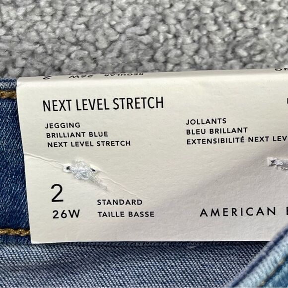American Eagle Jeggings Women's 2 Blue Skinny Medium Wash Mid-Rise Stretch - Picture 8 of 14